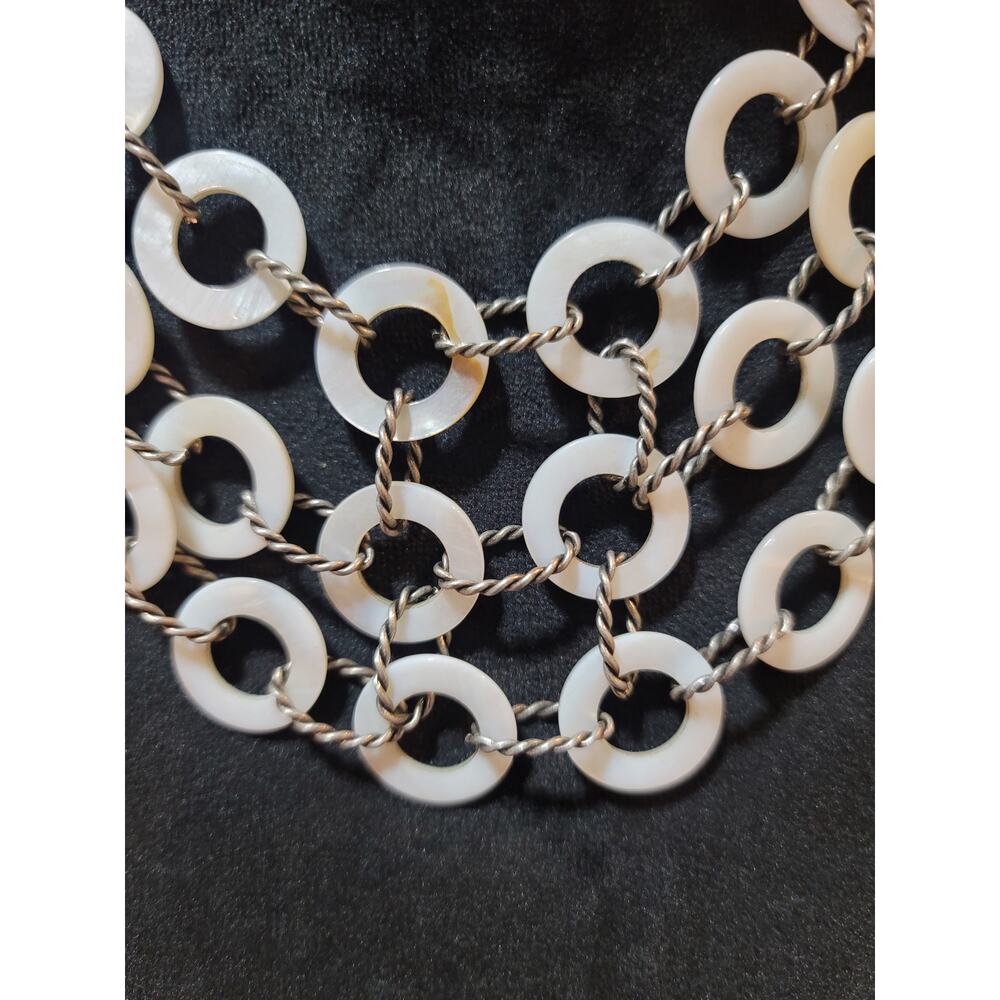 Women's Multi Layer White Shell Ring Statement Ne… - image 3